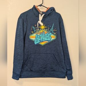Las Vegas Graphic Hoodie - Navy  Shirt With Orange Inside Hood